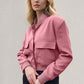 Pocketed Snap Down Baseball Collar Jacket
