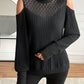 Lace Detail Mock Neck Cold Shoulder T-Shirt
