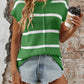 Striped Round Neck Short Sleeve Knit Top