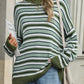 Striped Mock Neck Long Sleeve Sweater
