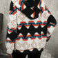 Geometric Zip Up Hooded Sherpa Jacket