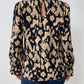 Frill Leopard Mock Neck Flounce Sleeve Blouse