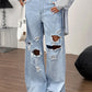Distressed Wide Leg Jeans with Pockets