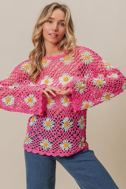 BiBi Floral Crochet Net Lace Cover Up - Brand BiBi