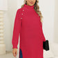 Slit Turtleneck Long Sleeve Sweater