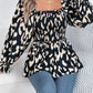 Square Neck Flounce Sleeve Blouse