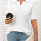 Mandy Cable Knit Johnny Collar Half Sleeve Sweater