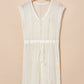 Side Slit Drawstring V-Neck Knit Cover Up Dress