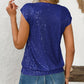 Sequin V-Neck Cap Sleeve Top