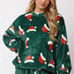 Christmas Hat Pattern Round Neck Long Sleeve Top and Pants Set