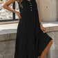 Decorative Button Tiered Tank Dress
