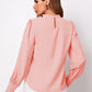 Ruched Mock Neck Long Sleeve Blouse