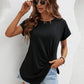 Full Size Asymmetric Hem Round Neck T-Shirt