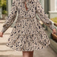 Frill Printed Mock Neck Long Sleeve Mini Dress