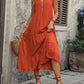 Decorative Button Notched Sleeveless Dress
