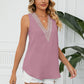 Contrast Trim Plunge Sleeveless Blouse