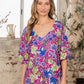 Sew In Love Full Size V-Neck Floral Half Sleeve Top