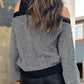 Mock Neck Cold Shoulder Sweater