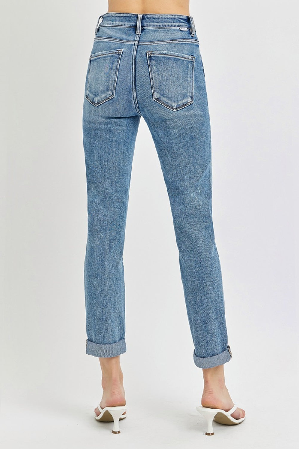 Risen Full Size High Rise Cropped Roll Up Jeans *