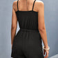 Pocketed Buckle Trim Scoop Neck Romper