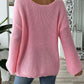Flower Round Neck Long Sleeve Sweater