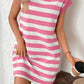 Contrast Striped Round Neck Short Sleeve Mini Dress
