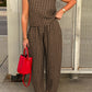 Lovelet Plaid Round Neck Sleeveless Top and Pants Set