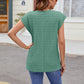 Textured Round Neck Cap Sleeve T-Shirt