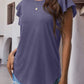 Full Size Ruffled Round Neck Cap Sleeve Blouse
