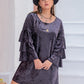 Plus Size Round Neck Flounce Sleeve Mini Dress