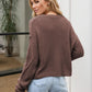 Cable-Knit Round Neck Dropped Shoulder Sweater