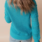 Openwork Frill Round Neck Long Sleeve Sweater
