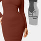 Basic Bae Full Size Built-In Shapewear Square Neck Long Sleeve Dress