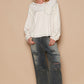 POL V-Neck knit Panel Exposed Seam Top
