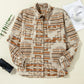 Plus Size Geometric Collared Neck Long Sleeve Jacket