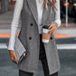 Buttoned Collared Neck Longline Vest Coat