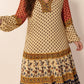 Plus Size Printed V-Neck Long Sleeve Maxi Dress