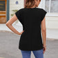 Textured Round Neck Cap Sleeve T-Shirt