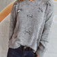 Bow Trim Round Neck Long Sleeve Sweater