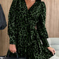 Tied Leopard Surplice Long Sleeve Dress