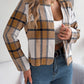 Plaid Open Front Long Sleeve Jacket