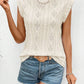 Eyelet Round Neck Cap Sleeve Top