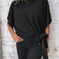 Knotted Round Neck Half Sleeve Blouse
