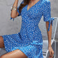Honey Printed Surplice Short Sleeve Mini Dress