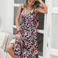 Printed Plunge Sleeveless Midi Dress