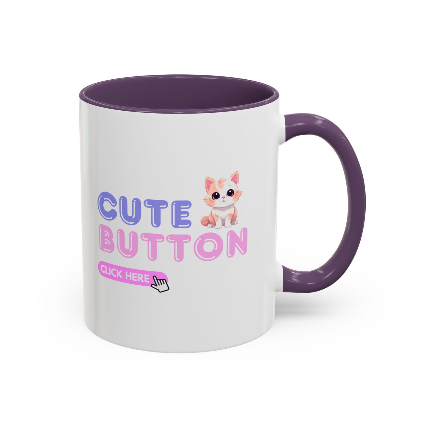 Cute Button Click Here Accent Coffee Mug (11, 15oz) | Made to Order