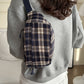 Plaid Adjustable Strap Crossbody Bag