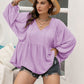Plus Size Swiss Dot Tie Neck Long Sleeve Blouse