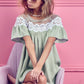 BiBi Lace Detail Short Sleeve Striped Blouse - Brand BiBi