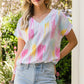 Women's High-Low V-Neck Short Sleeve Blouse